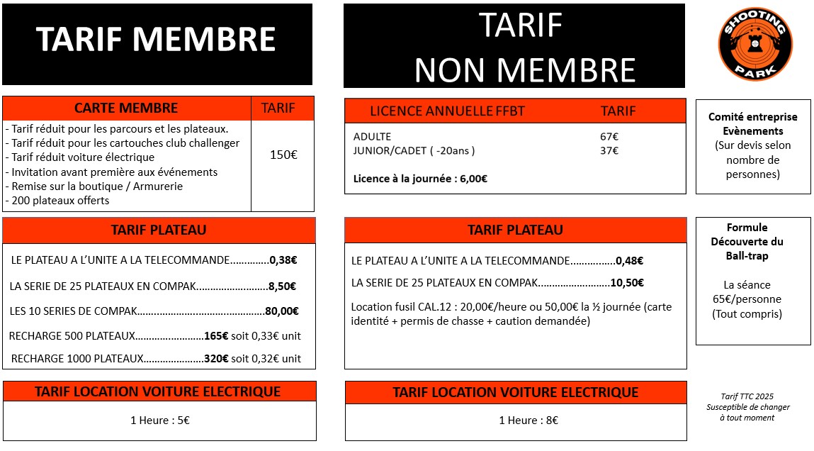 tarif shooting park
